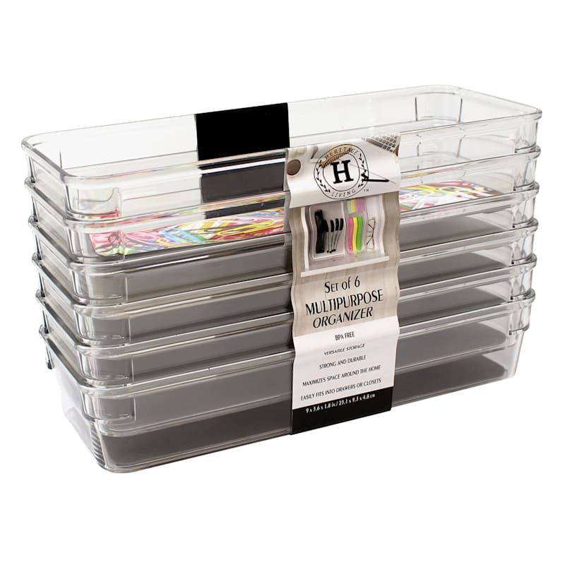 6-Piece Rectangle Non-Slip Drawer Organizer, Clear | At Home