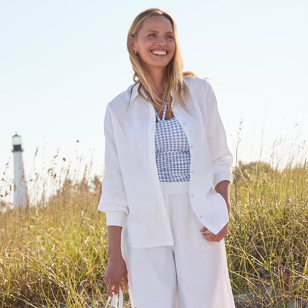 Women's Linen Long Sleeve Feminine Shirt | Lands' End (US)