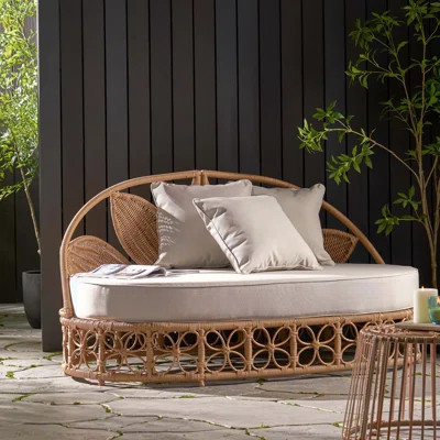 Atia 60" Wide Outdoor Wicker Patio Daybed with Cushions | Wayfair North America