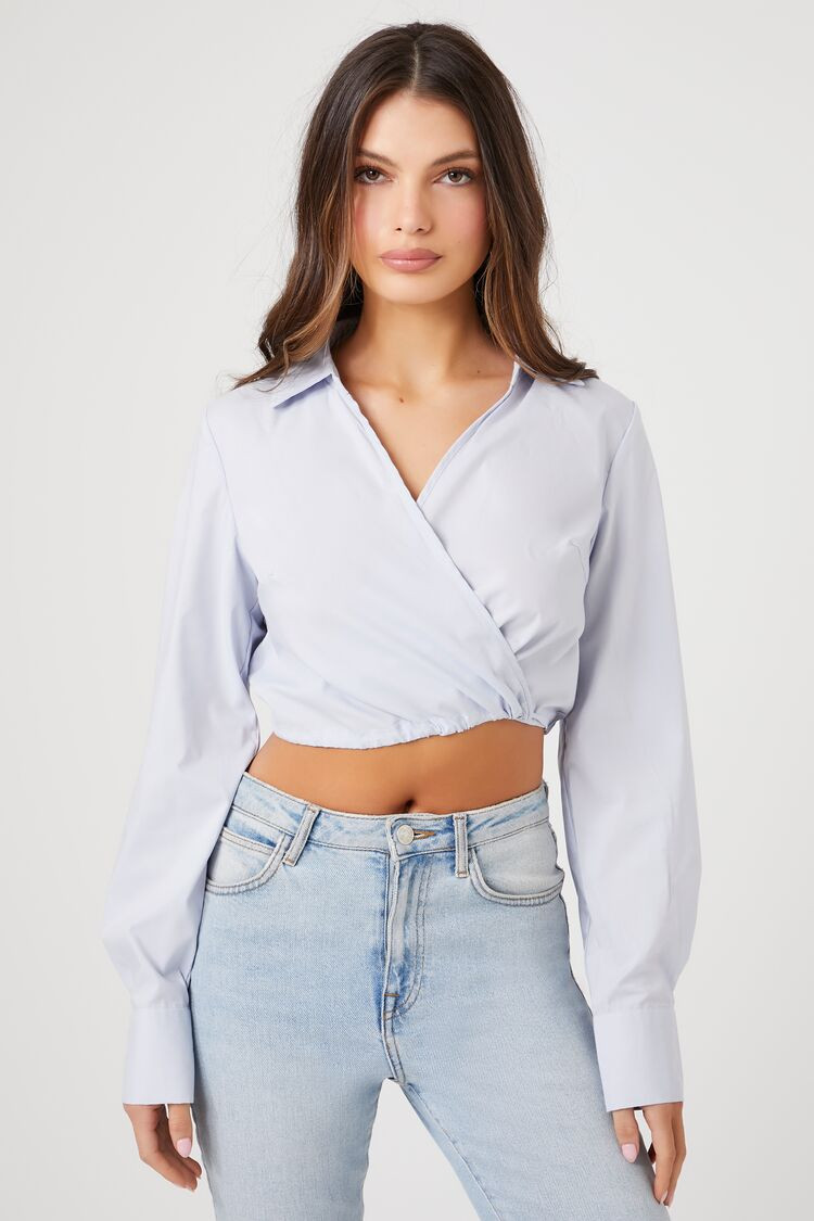 Poplin Surplice Wrap Crop Top | Forever 21