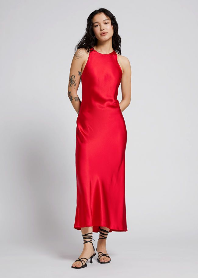 Slim-Fit Bias Cut Midi Dress | Red Dress Dresses | Red Dress Code | Spring Wedding Guest Dress | & Other Stories US