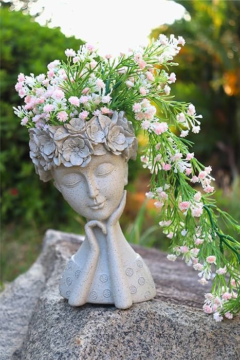 Face Planter Pots Head Planter, Cute Resin Succulent Planters, Unique Face Flower Head Planter fo... | Amazon (US)