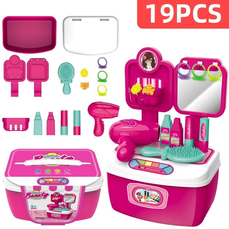 19 Pcs Children Pretend Play Makeup Kit for Girls with Beauty Salon Case, Lightweight Portable Pr... | Walmart (US)