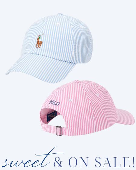 striped hats on sale now | comes in two colors | pink | blue | kids hats | baseball cap | Ralph Lauren | polo | 
kids style | girls | boys | summer clothes | spring | playtime | dresses | outfits | shop | cotton | sets | ruffle | scallop | preppy | coastal | southern 

#LTKStyleTip #LTKSwim #LTKKids
