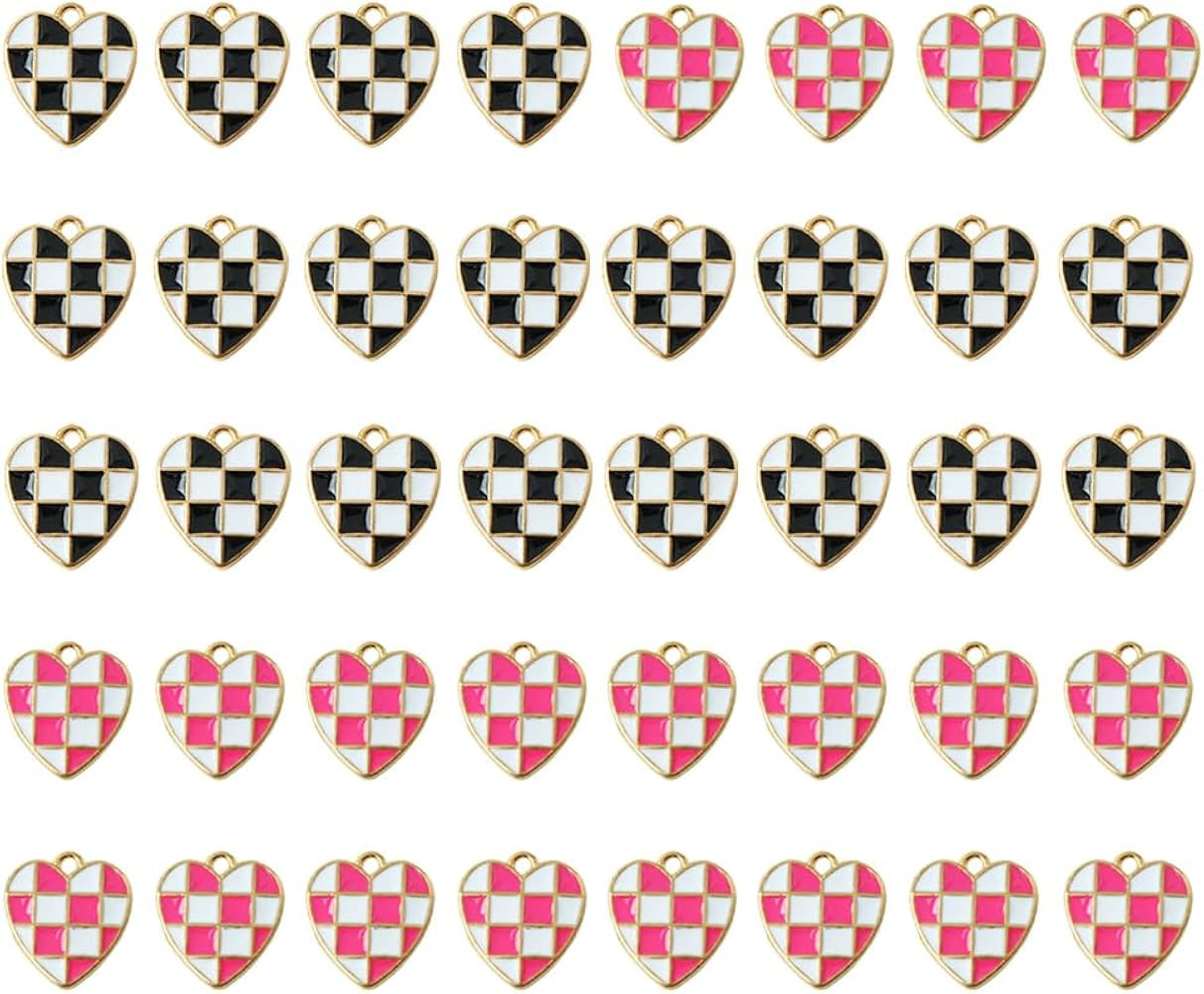 Ximimark 40Pcs Alloy Drop Oil Creative Love Hearts Shape Charms Fashion For Bracelet Necklace Ear... | Amazon (US)