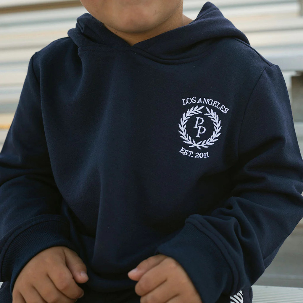 Collegiate Blue Girls Fleece Hoodie | Varsity Navy | Posh Peanut