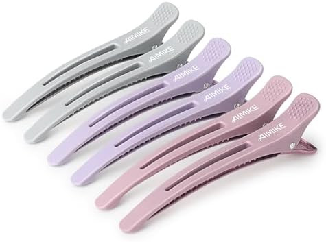 AIMIKE Hair Sectioning Clips with Silicone Band - 6pcs No Crease Duck Billed Clips for Styling, C... | Amazon (US)