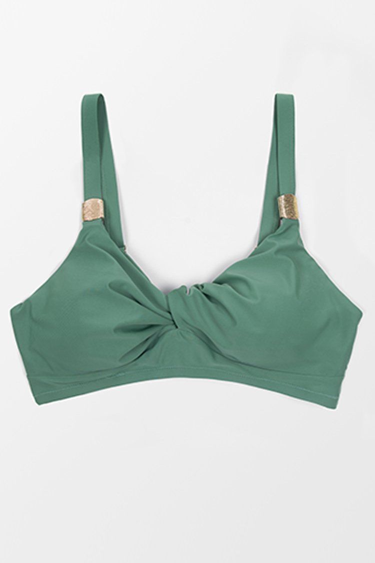 Braylee Green Twist Plus Size Bikini Top | Cupshe