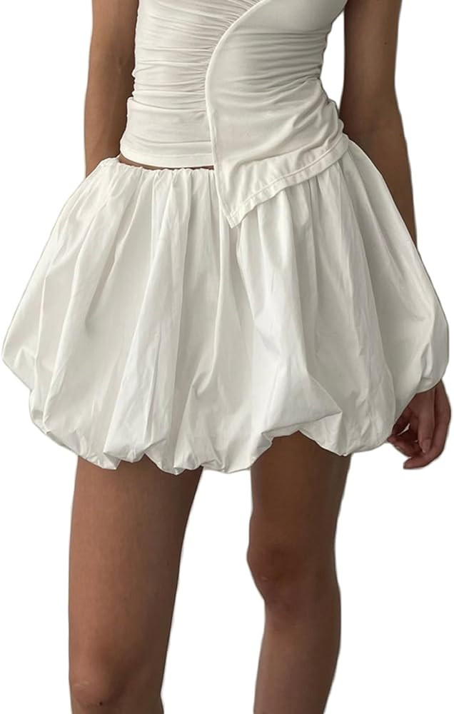 Women Vintage Mini Lantern Skirt Cottage Loose Fit Elastic Waist Short Puff Skirt 00s Fairy Y2K C... | Amazon (US)