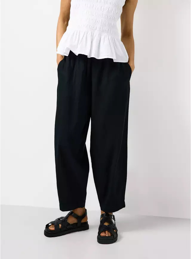 Buy Black Linen Barrel Leg Trousers 12 | Linen | Tu | Tu Clothing