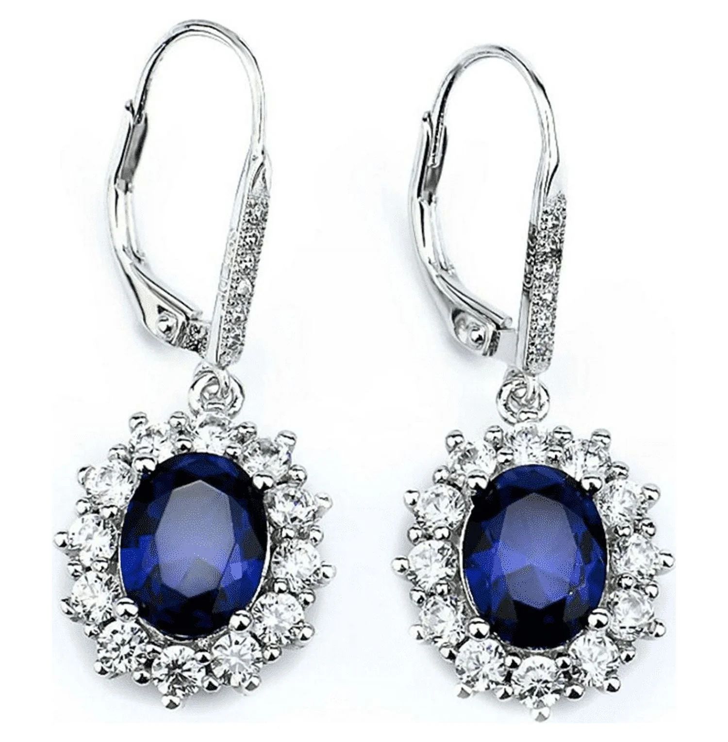 18k White Gold Leverback Earrings for Women - Sapphire Earrings for Sensitive Ear - Great Gift Id... | Walmart (US)