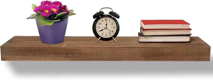 Rustic Floating Shelf for Wall - Sturdy MDF Wall Shelf For Bedroom, Living Room & Office - Brown ... | Amazon (US)