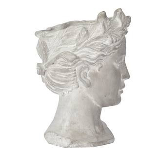 6 in. x 9 in. Gray Indoor/Outdoor Patio Greek Style Cement Head Planter | The Home Depot