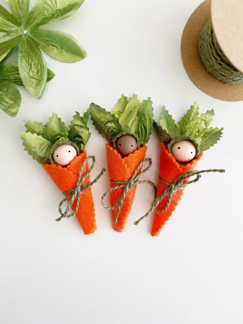 Miniature Carrot, Carrot Doll, Easter Decoration, Tiered Tray Easter Decor, Felt Carrot, Small Ea... | Etsy (US)