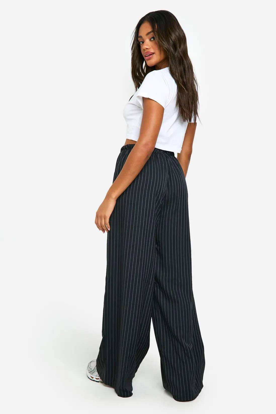 Black Stripe Wide Leg Trousers | Boohoo USA | boohoo (US & Canada)
