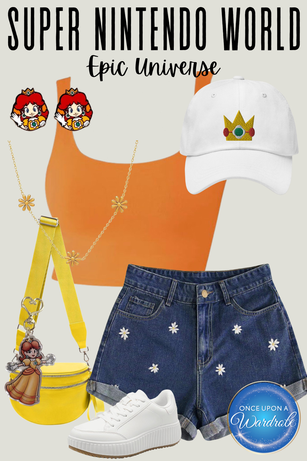 This Princess Daisy look is one of our favorite Super Nintendo women’s outfits for Epic Universe.

The orange tank and daisy denim shorts feel playful but still easy to wear for a full park day. We added a yellow belt bag, crown hat, and comfortable white sneakers to keep it practical for rides and walking around Super Nintendo World.

If you’re building Epic Universe outfits that feel themed but not overdone, this is such a cute and comfortable Princess Daisy outfit option. 

 #LTKmomlife #LTKTravel