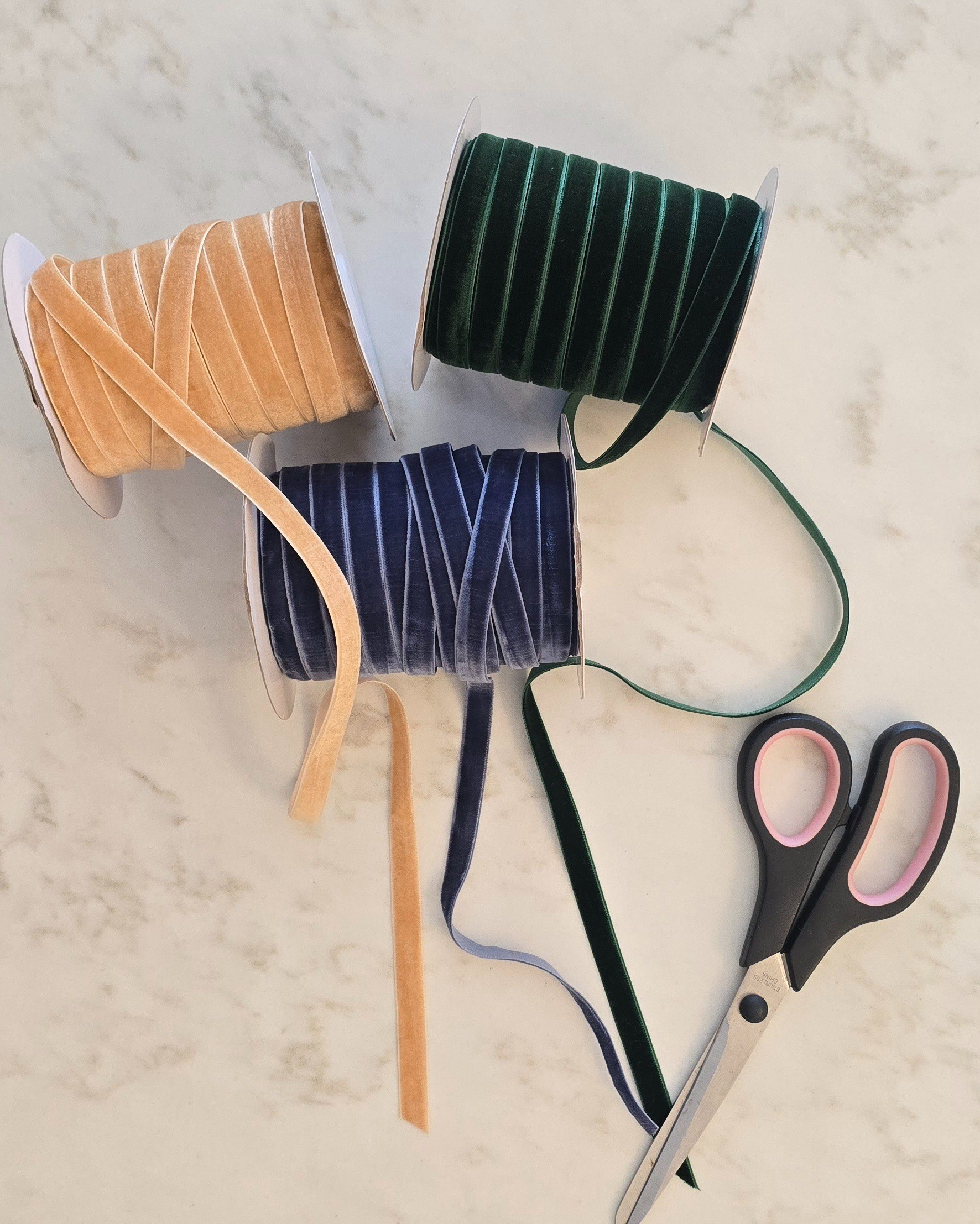 Velvet Ribbon for Christmas Trees, Garlands & Holiday DecorVelvet ribbons I’m using for my Soft Traditional holiday styling 🎀The 3/8 & 5/8” size are perfect for trees, garlands, wreaths, and tiny bows. Linking all three colors below — khaki, deep green, navy, and a few more.

#LTKHoliday #LTKStyleTip #LTKHome