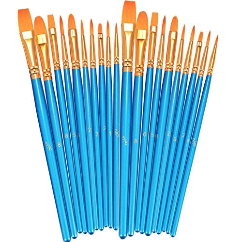 BOSOBO Paint Brushes Set, 2 Pack 20 Pcs Round Pointed Tip Paintbrushes Nylon Hair Artist Acrylic Pai | Amazon (US)