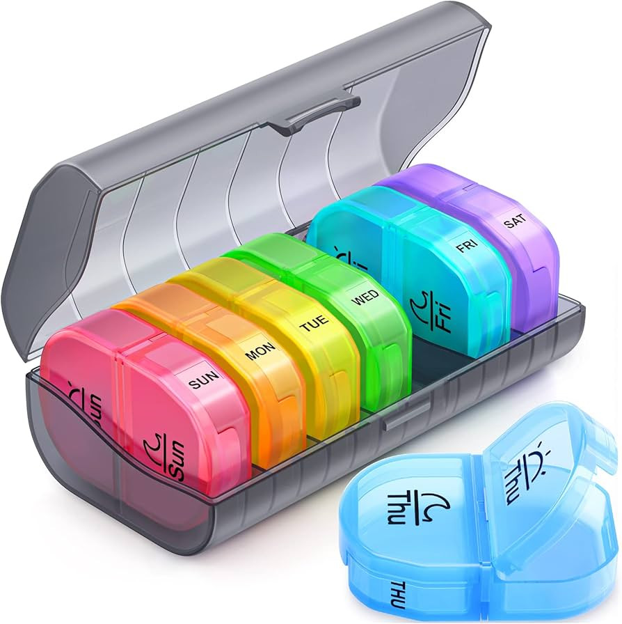 ZIKEE Pill Organizer 2 Times a Day, Weekly Pill Box with 7 Detachable Pill Case, AM PM BPA-Free & Portable 7 Day Pill Organizer with Large Storage to Hold Medication, Vitamins and Fish Oils | Amazon (US)