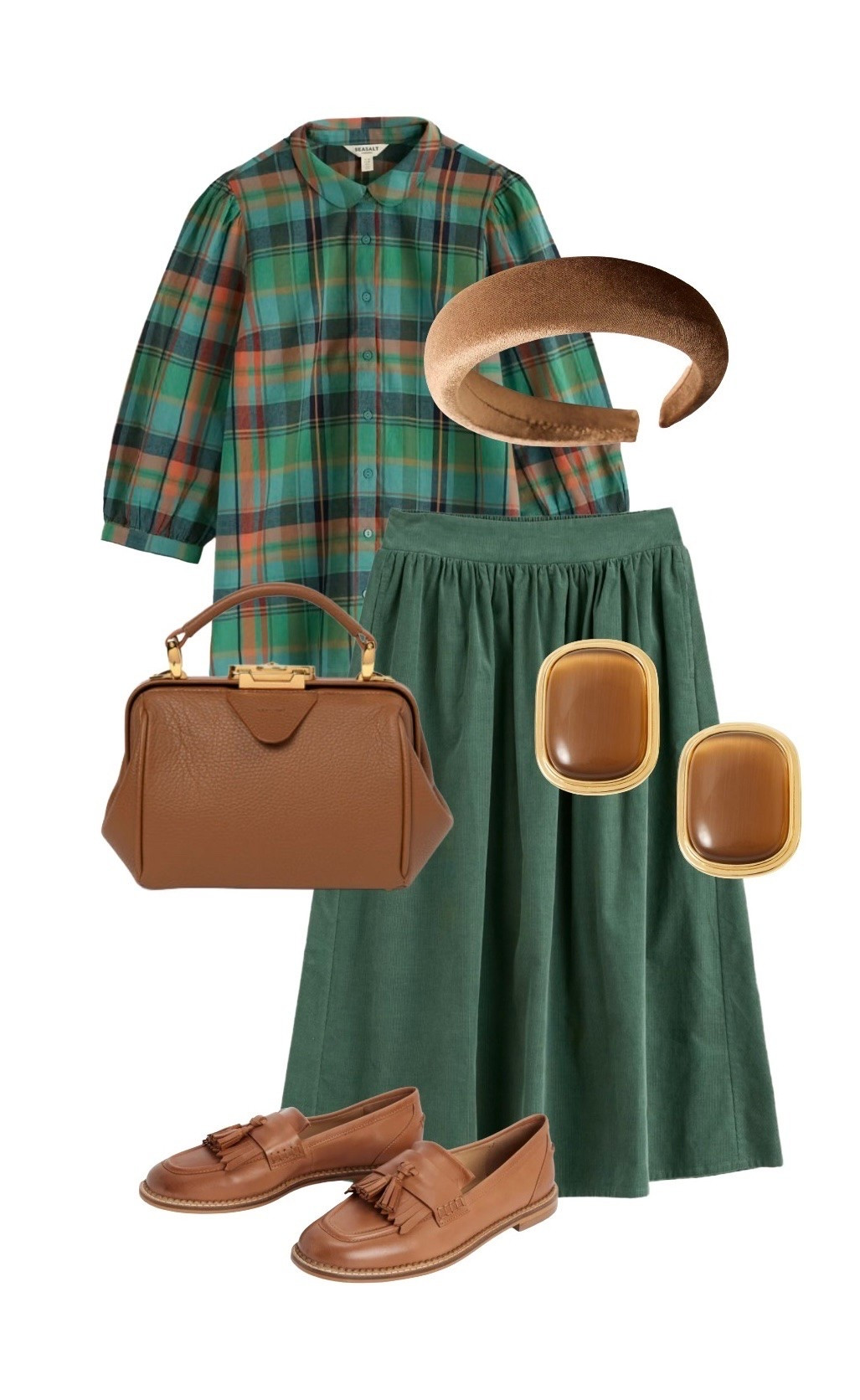 Catch 20% of this gorgeous check blouse and a line cord skirt at Seasalt Cornwall today - I just ordered them and here is how I would style!

Hope Cottage Green Check Blouse & Green Cord A Line Midi Skirt - NEW at Seasalt Cornwall

Mini Sophie Bag in Tan Leather - Cambridge Satchel Company (also available in larger size) 

Cat’s Eye Gold Earrings - Veronica Beard 

Halo Chocolate Brown Velvet Headband - NEW at FreePeople 

Nya Ghillie Tan Leather Loafers - Boden (also available without tassels)

#LTKstyletip #LTKworkwear #LTKshoes #LTKbag

#LTKuk #LTKautumn #LTKeurope