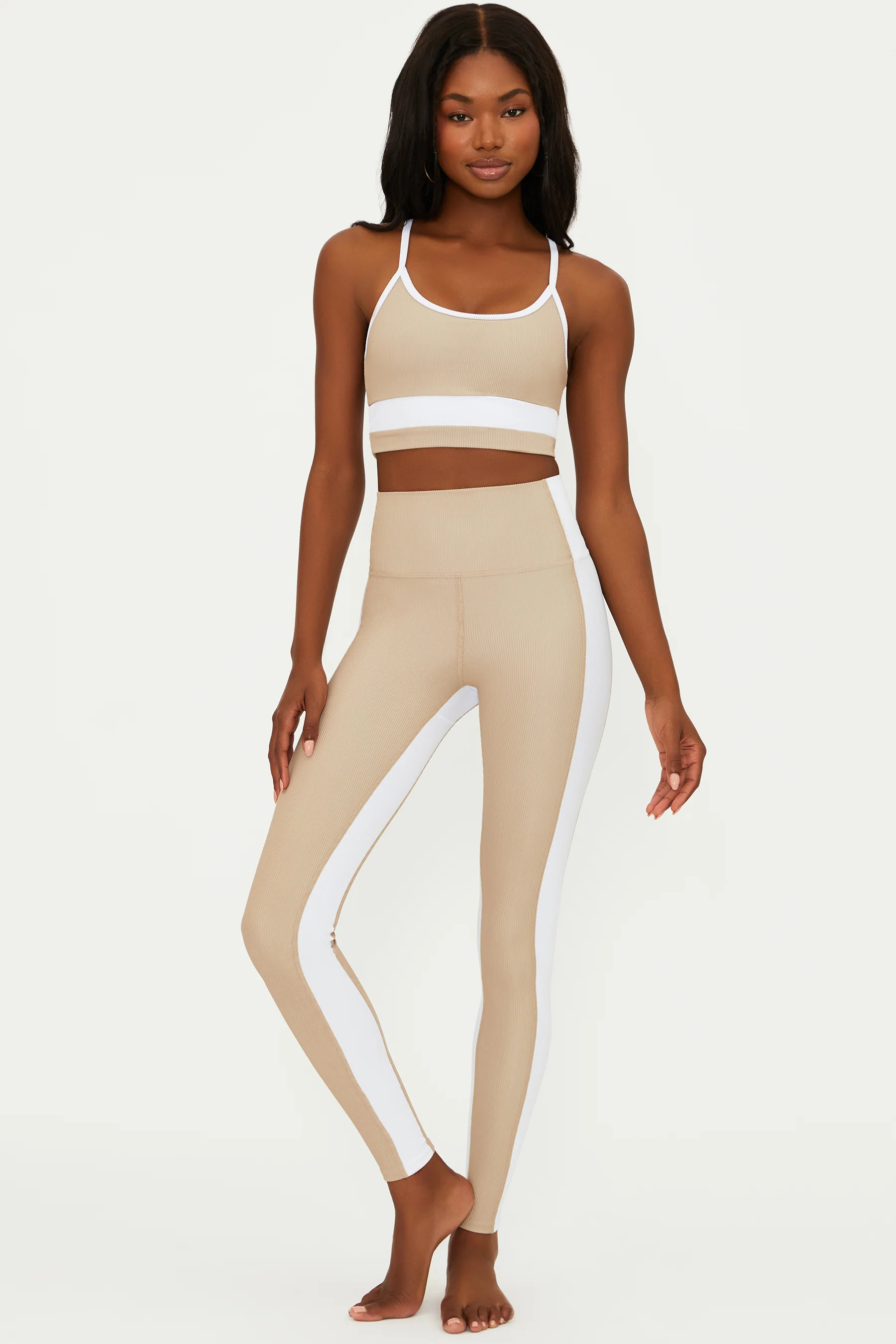 Colorblock Legging Tan White | Workout Leggings | Beach Riot | Beach Riot