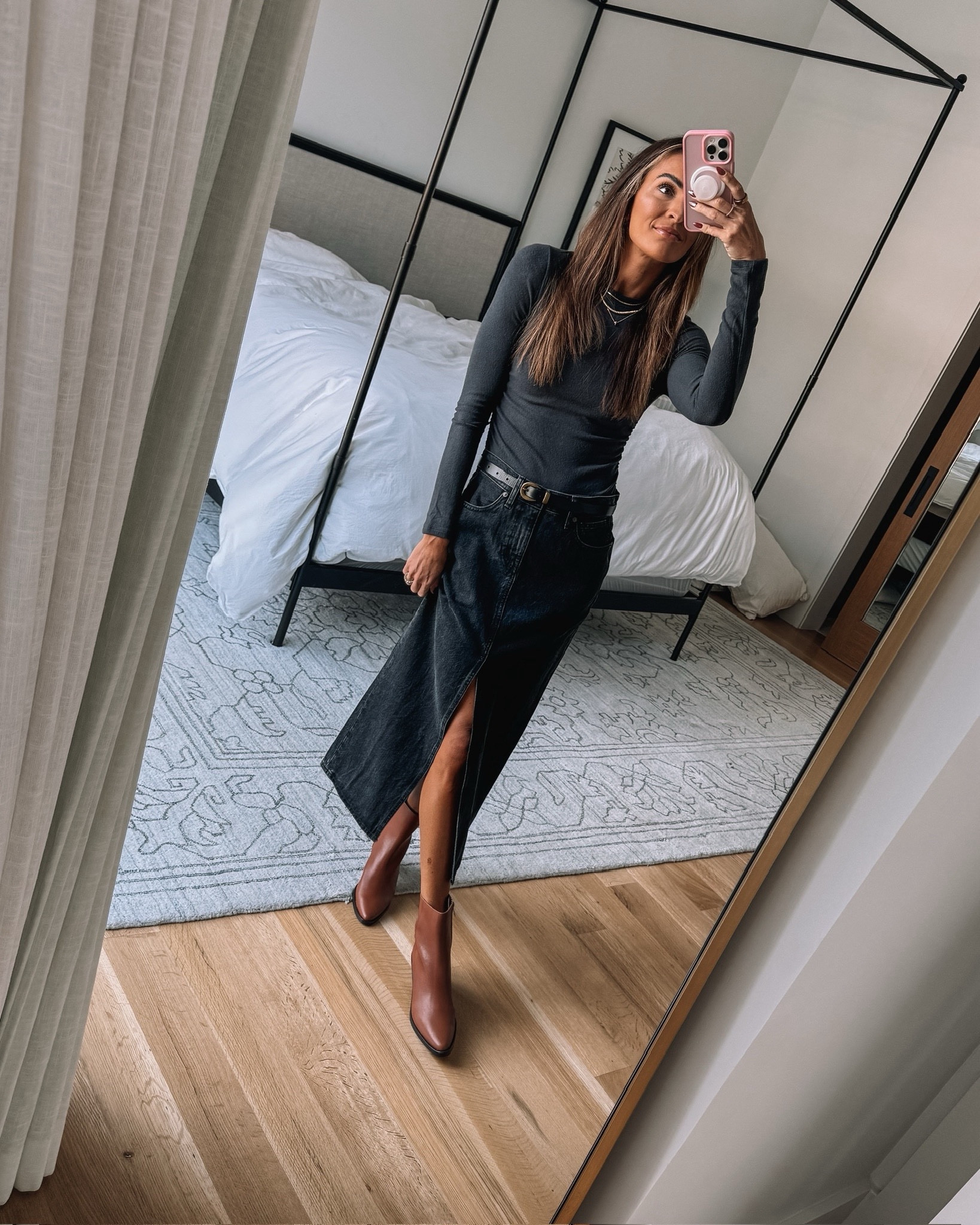 denim maxi skirt on sale for under $60! 🖤 love wearing these with sweaters and booties for fall + winter! 🍂

#LTKSaleAlert