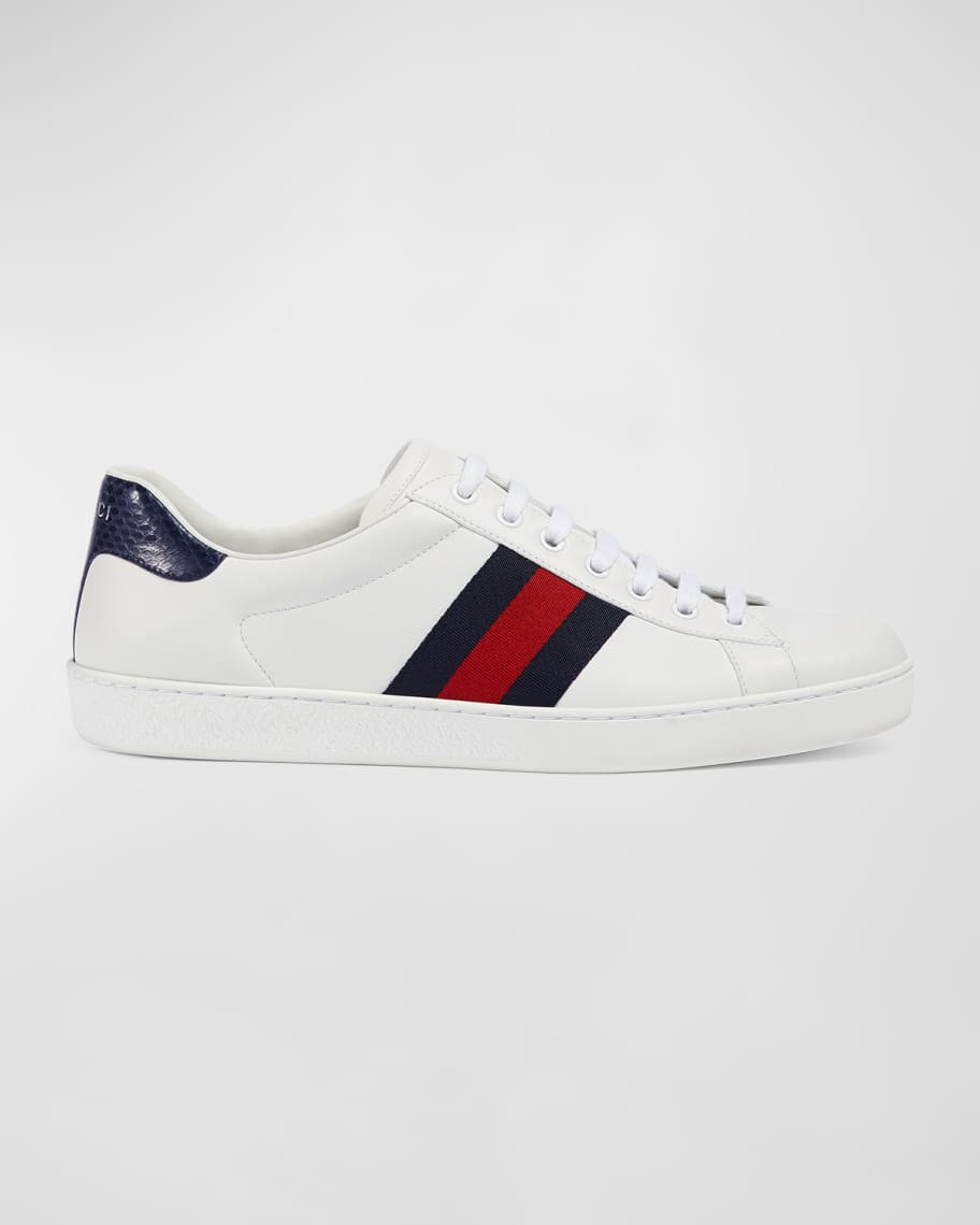 Gucci Men's New Ace Leather Low-Top Sneakers | Neiman Marcus