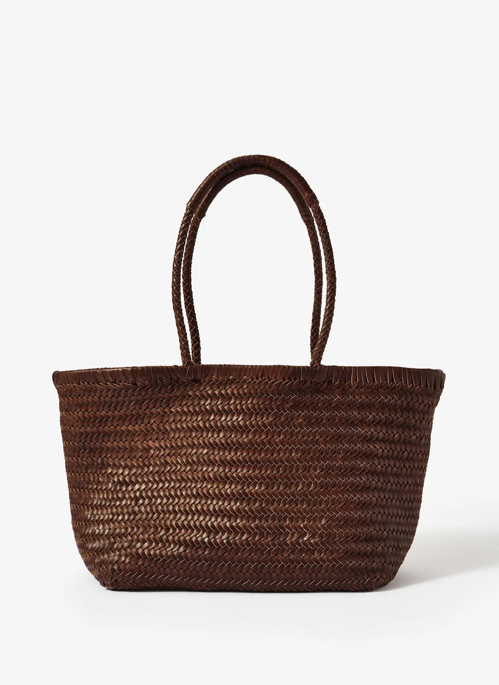Rae Brown Leather Woven Tote Bag | Mint Velvet