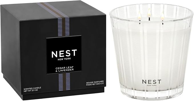NEST New York Scented 3-Wick Candle, Cedar Leaf & Lavender - 21.2 oz - Up to 100-Hour Burn Time -... | Amazon (US)