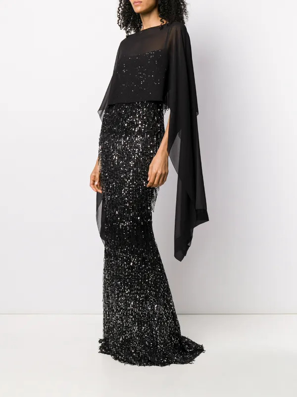 Talbot Runhof Sheer Poncho Top | Black | FARFETCH | Farfetch Global