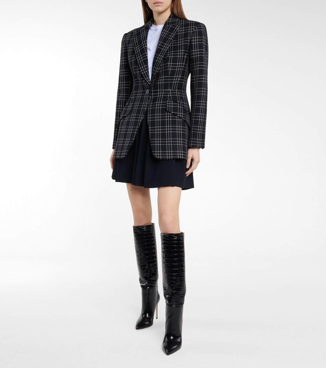 Croc-effect leather knee-high boots | Mytheresa (US/CA)