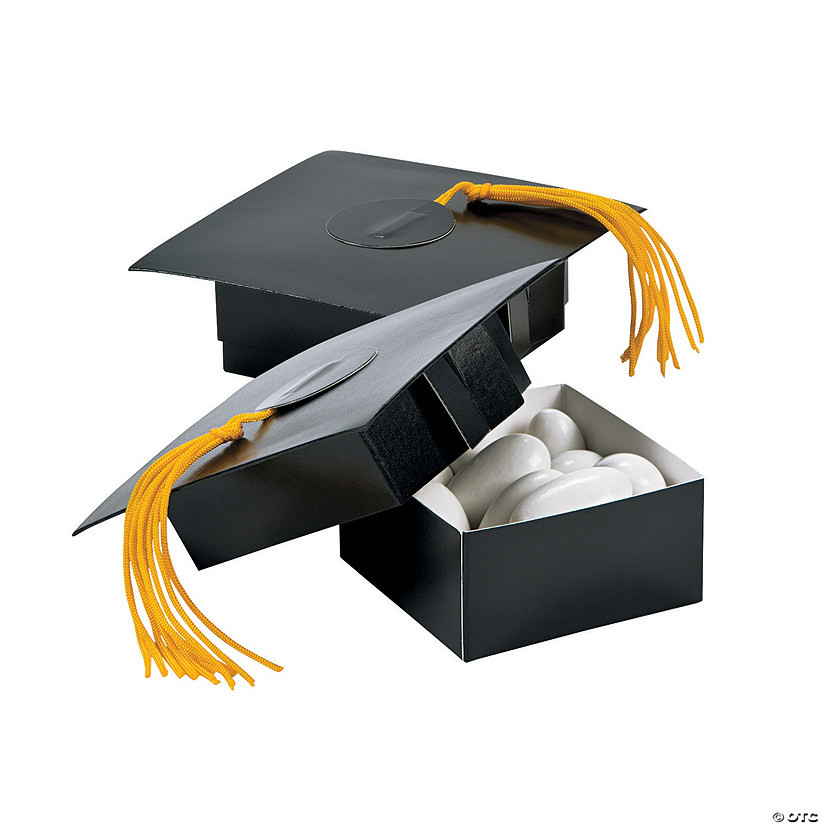 2" x 2" Graduation Cap-Shaped Cardboard Treat Boxes with Tassels - 12 Pc. | Oriental Trading Company
