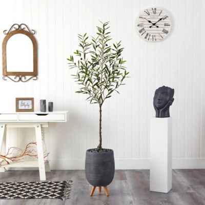 70" Olive Artificial Tree in Gray Planter with Stand, Green | Ashley Homestore