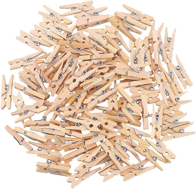 DECORA Sturdy 1 Inch Mini Wooden Craft Clothespins 100pcs | Amazon (US)