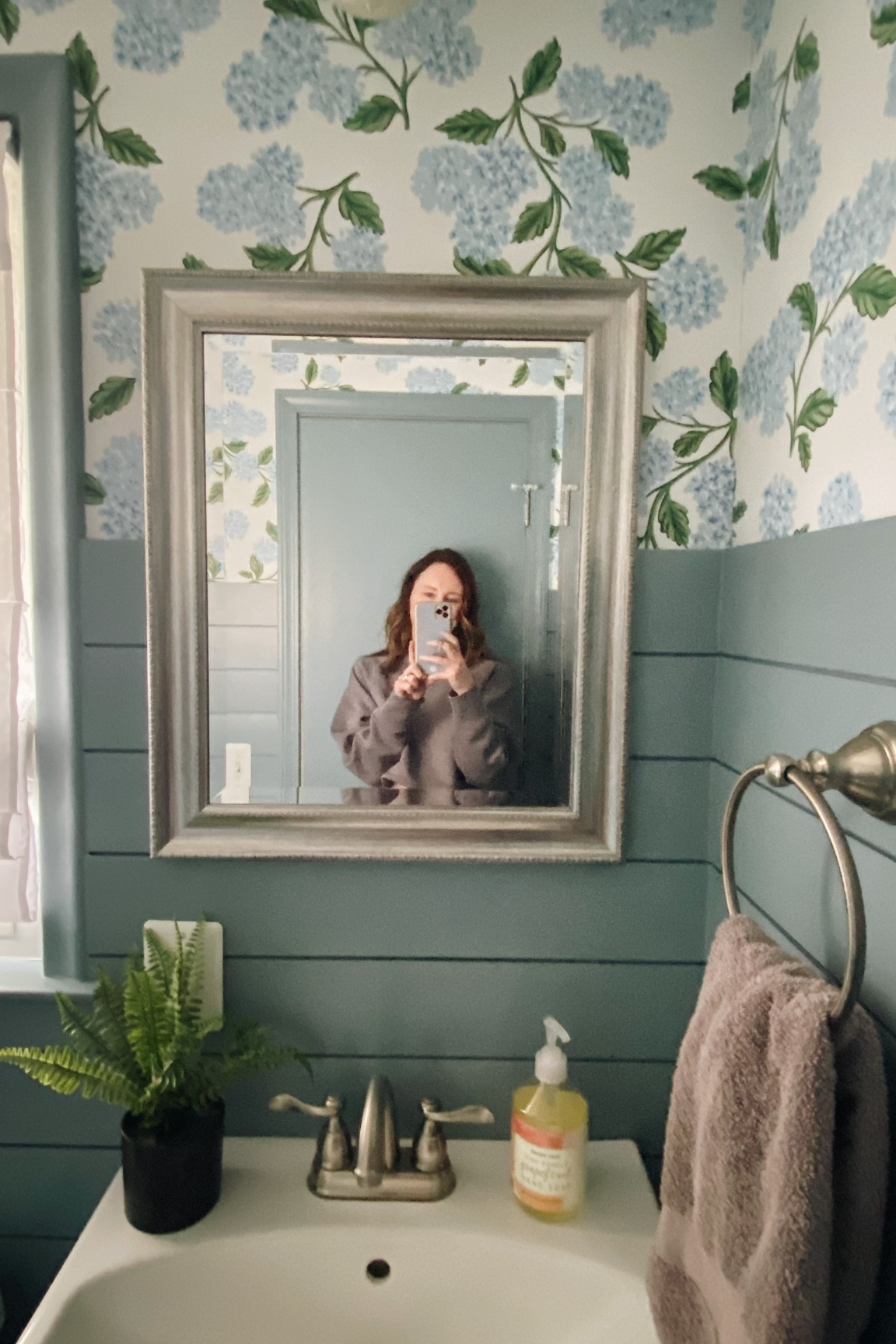 Powder room, floral wallpaper, hydrangeas, bathroom decor, bathroom ideas, wallpaper ideas 

#LTKhome #LTKfamily #LTKstyletip