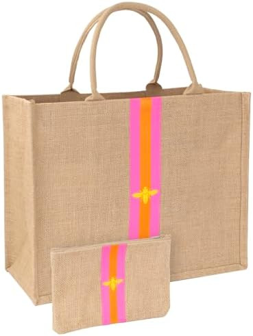 Large Beach Bag Jute Woven Tote | Amazon (US)