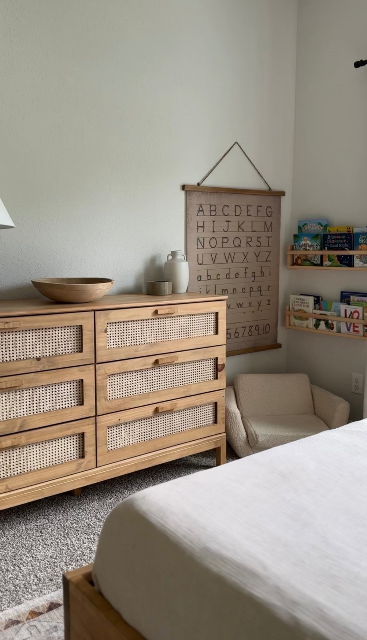Toddler kids boys room 

Alphabet banner , boucle toddler chair , Ike’s dresser, organic earthy room 

#LTKmomlife #LTKstorytime #LTKSaleAlert