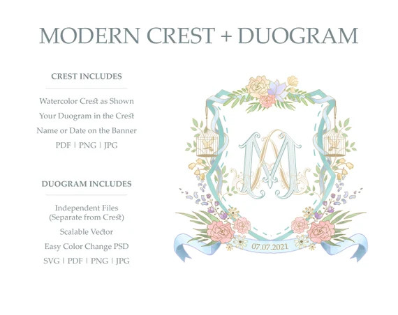 Modern Crest with Custom Duogram Wedding Monogram Made to | Etsy | Etsy (US)