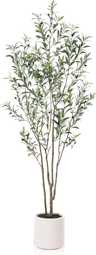 Amazon.com: LOMANTO Artificial Olive Trees, 7 ft Tall Fake Olive Trees for Indoor, Faux Olive Sil... | Amazon (US)