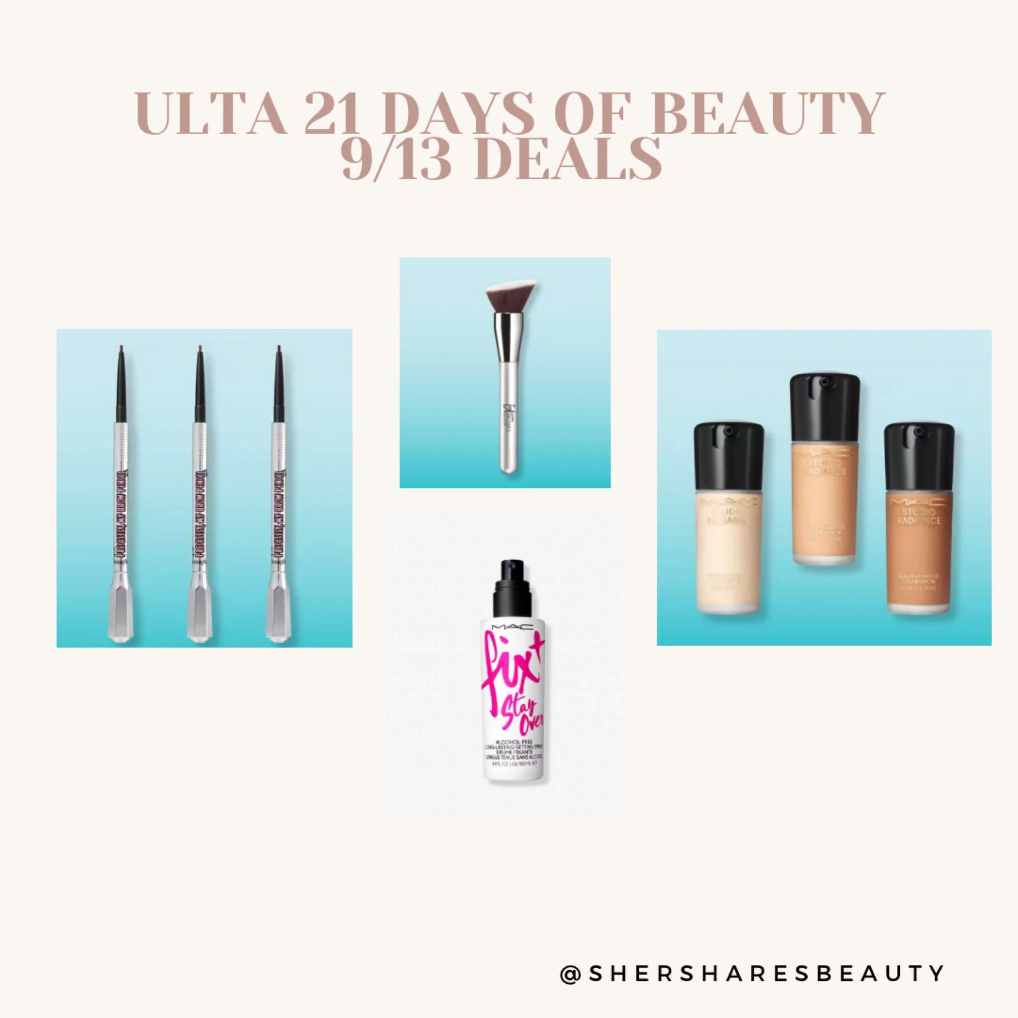 Ulta 21 Days of Beauty Sale! Benefit brows, Mac fix plus, Mac foundation & more! 

#LTKbeauty #LTKsalealert
