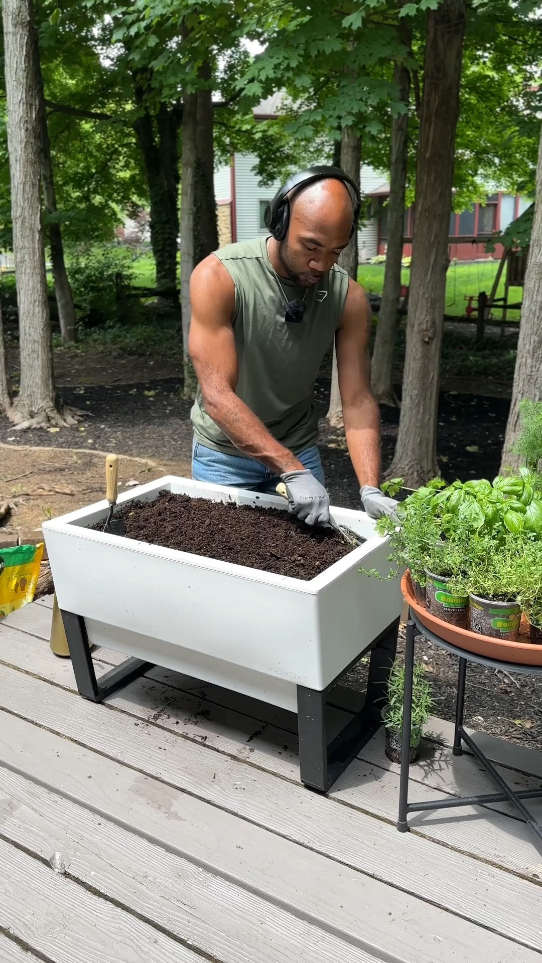 Planting my herb garden! 🫶🏾🌿🍓🪴