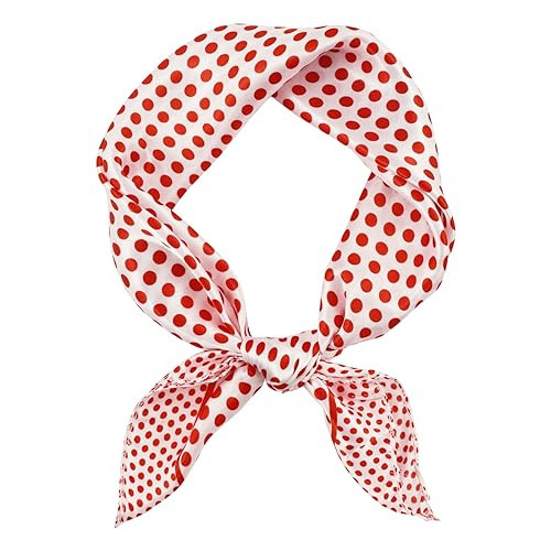 GERINLY 1950s Neckerchief for Costume Cosplay, White Square Scarf with Red Polka Dots, Retro Small Silk Bandana, Vintage Headband | Amazon (US)