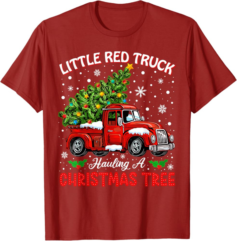 Little Red Truck Hauling A Christmas Tree T-Shirt | Amazon (US)