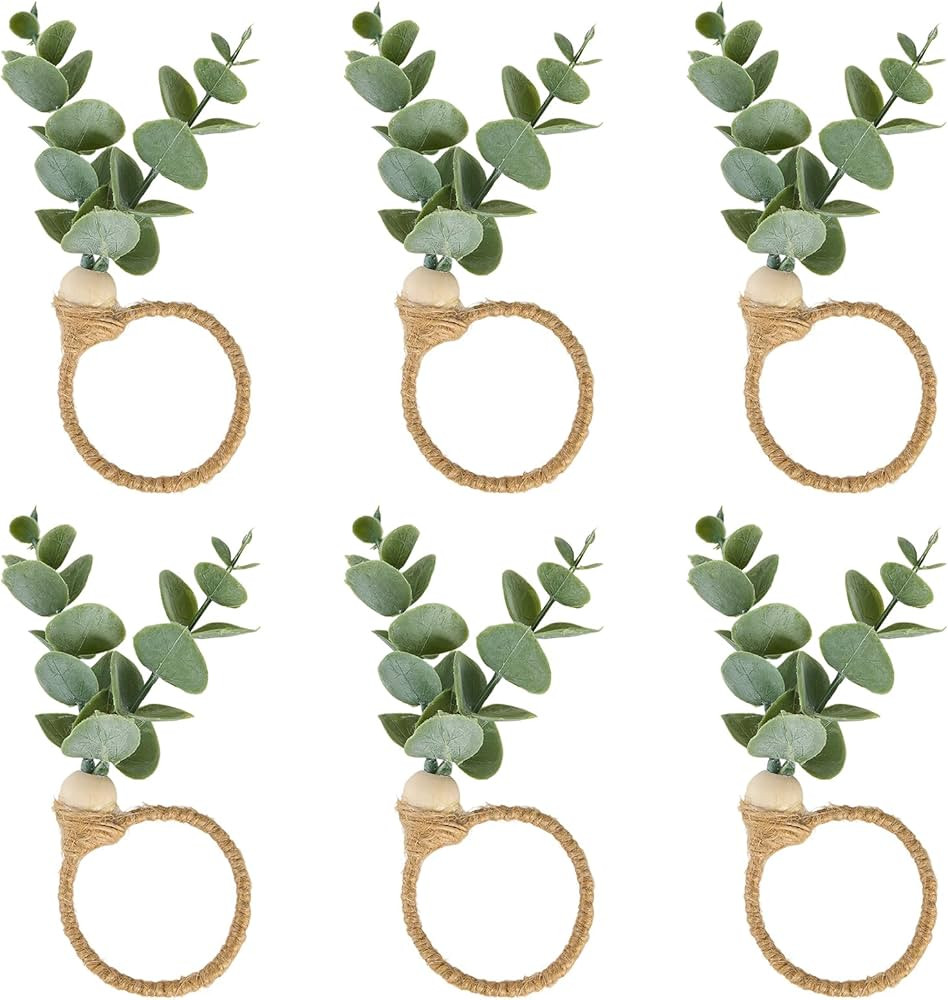 Napkin Rings Set of 6, Spring Napkin Rings, Wood Bead Farmhouse Napkin Rings for Weddings Christm... | Amazon (US)