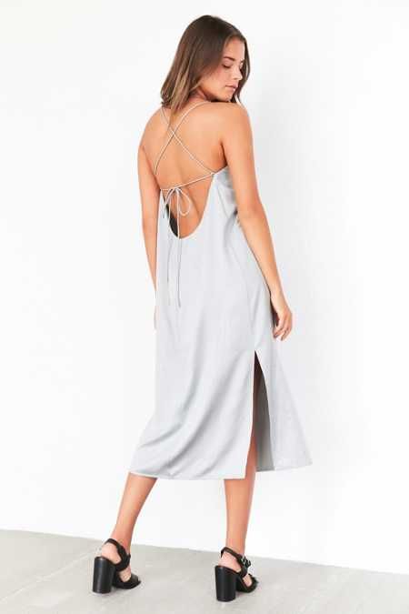 Silence + Noise Sadie Satin Midi Slip Dress | Urban Outfitters US