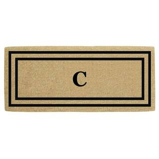 Heavy Duty Brown 24 in. x 57 in. Coir Thin Double Picture Frame  Monogrammed C Outdoor Door Mat | The Home Depot