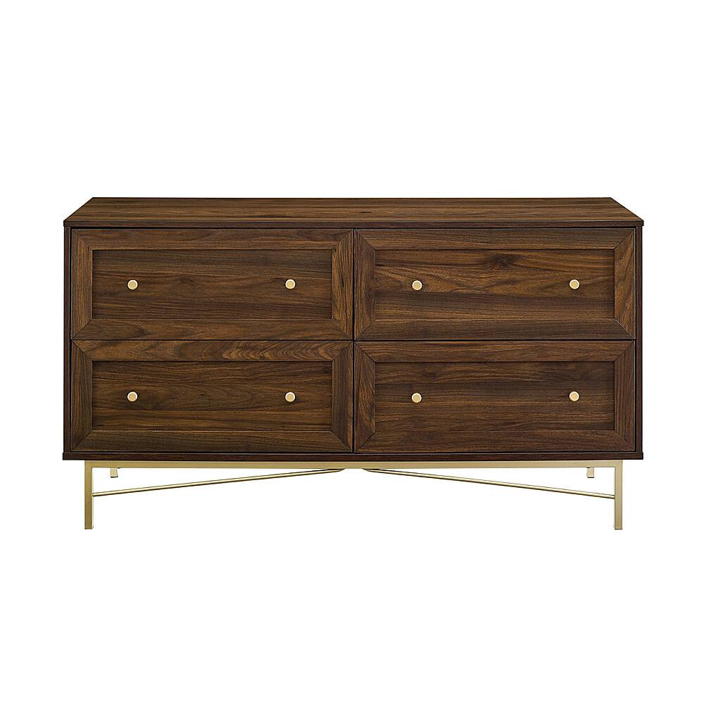 Walker Edison 56” Contemporary 4 Drawer Gold Accent Dresser Dark Walnut BBR56GWN4DDW - Best Buy | Best Buy U.S.
