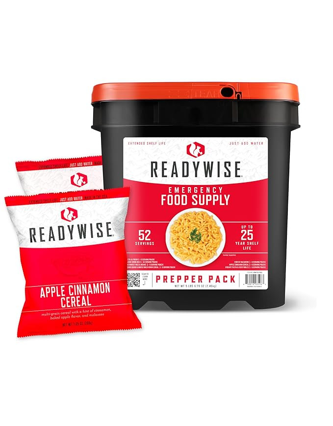 READYWISE - Prepper Pack Bucket, 52 Servings, Emergency, MRE Meal & Drink Supply, Premade, Freeze... | Amazon (US)
