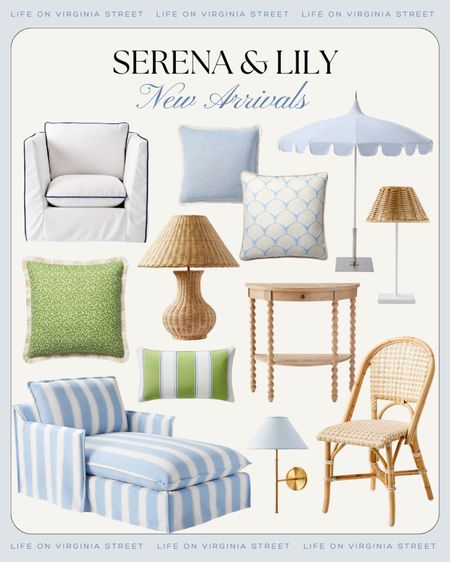 *Many of these are on sale right now* Loving all of these gorgeous new arrivals from Serena & Lily! Includes a white chair with navy piping, gorgeous throw pillows, scalloped umbrella, striped chaise lounge chair, rattan lamp, LED lamp shades, a cute new bistro chair design, bobbin side table, and more!
.
#ltkhome #ltksalealert #ltkstyletip #ltkseasonal coastal decor, spring living room decor, preppy style, beach house decor

#LTKsalealert #LTKhome #LTKSeasonal