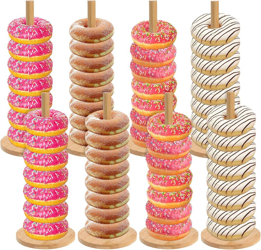 Giantree 4 Pack Donut Stand, Donut Stand For Dessert Table Donut Wooden Stand Donut Display Stand... | Amazon (US)